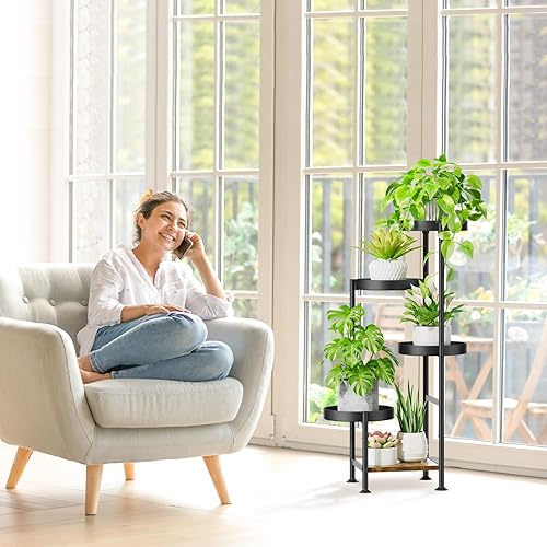 Miniatura 7 de Soporte para plantas de interiores y exteriores, estante de metal de 5 niveles para macetas de flores, estante alto de esquina para múltiples