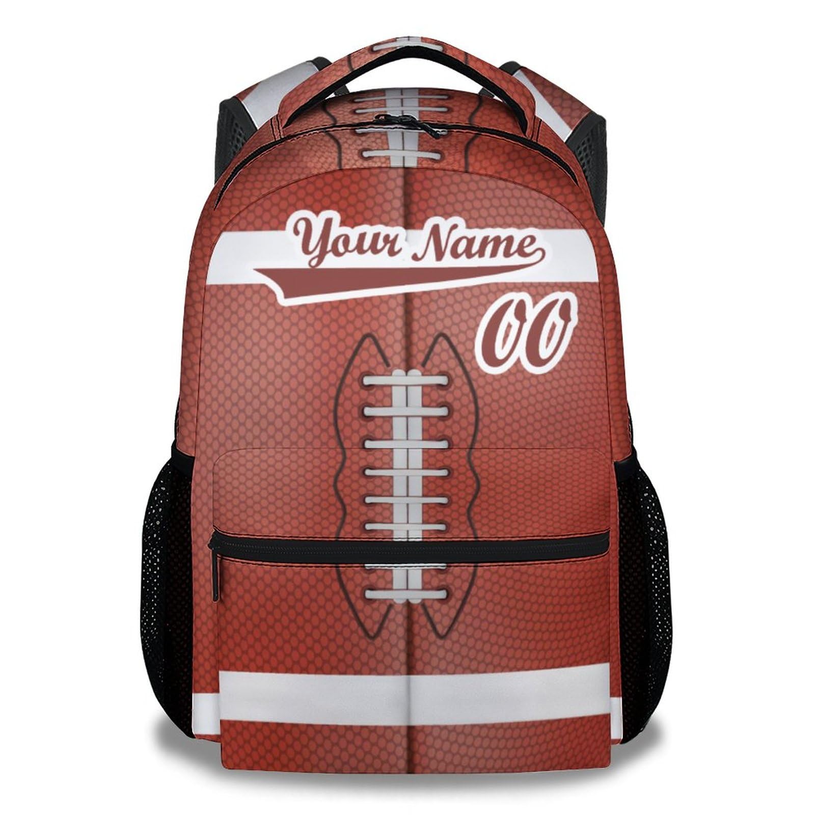 XaocNyx Football School Backpack for Boys, 16 Inch Brown Backpacks for Kids, Cool Lightweight Bookbag for Travel