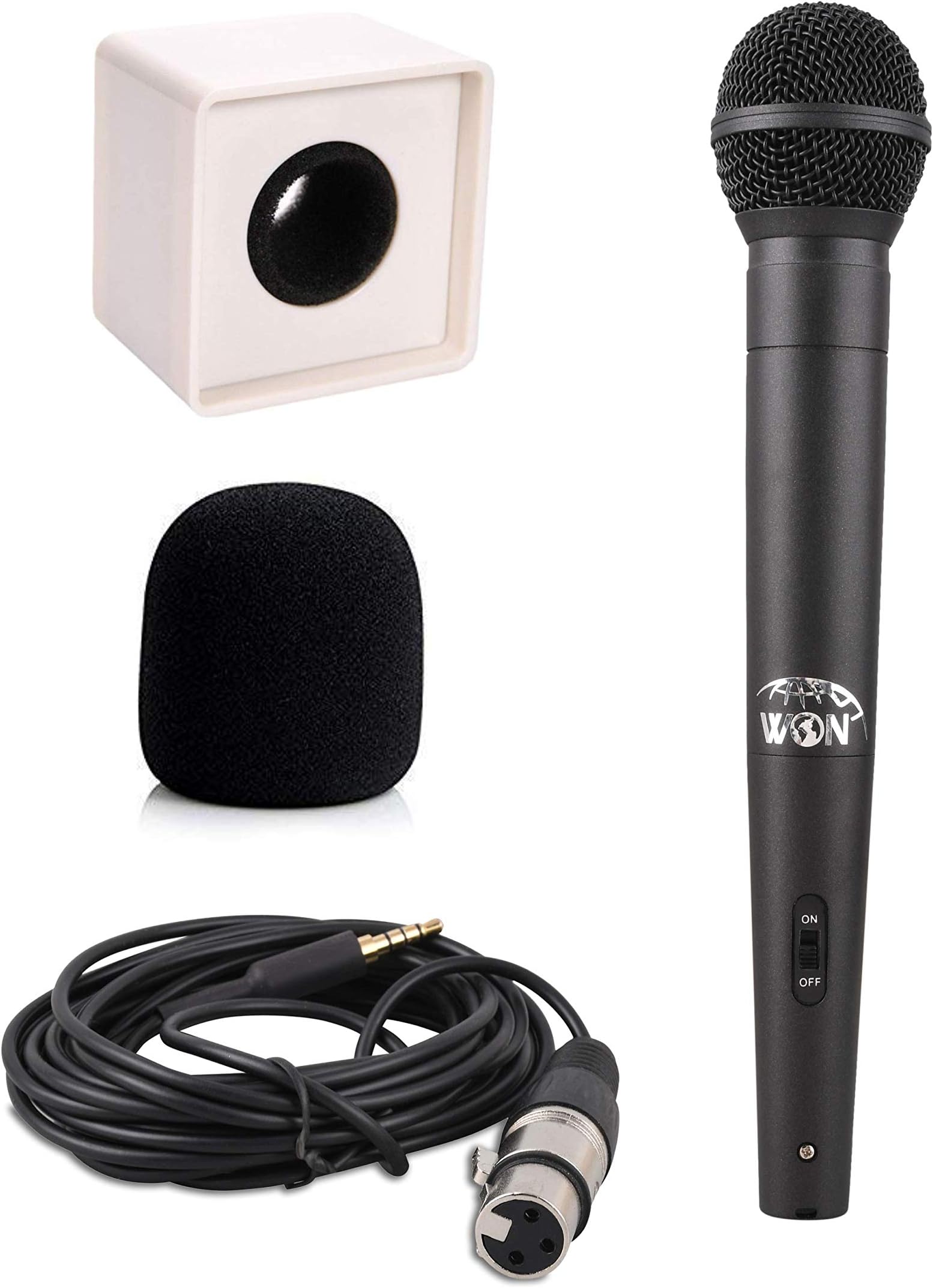 WON Brand Media Mic Condenser Microphone for Interview News Reporting Compatible with Mobile Phone Only (Black) 3.5mm 5 mtr Model WN-105
