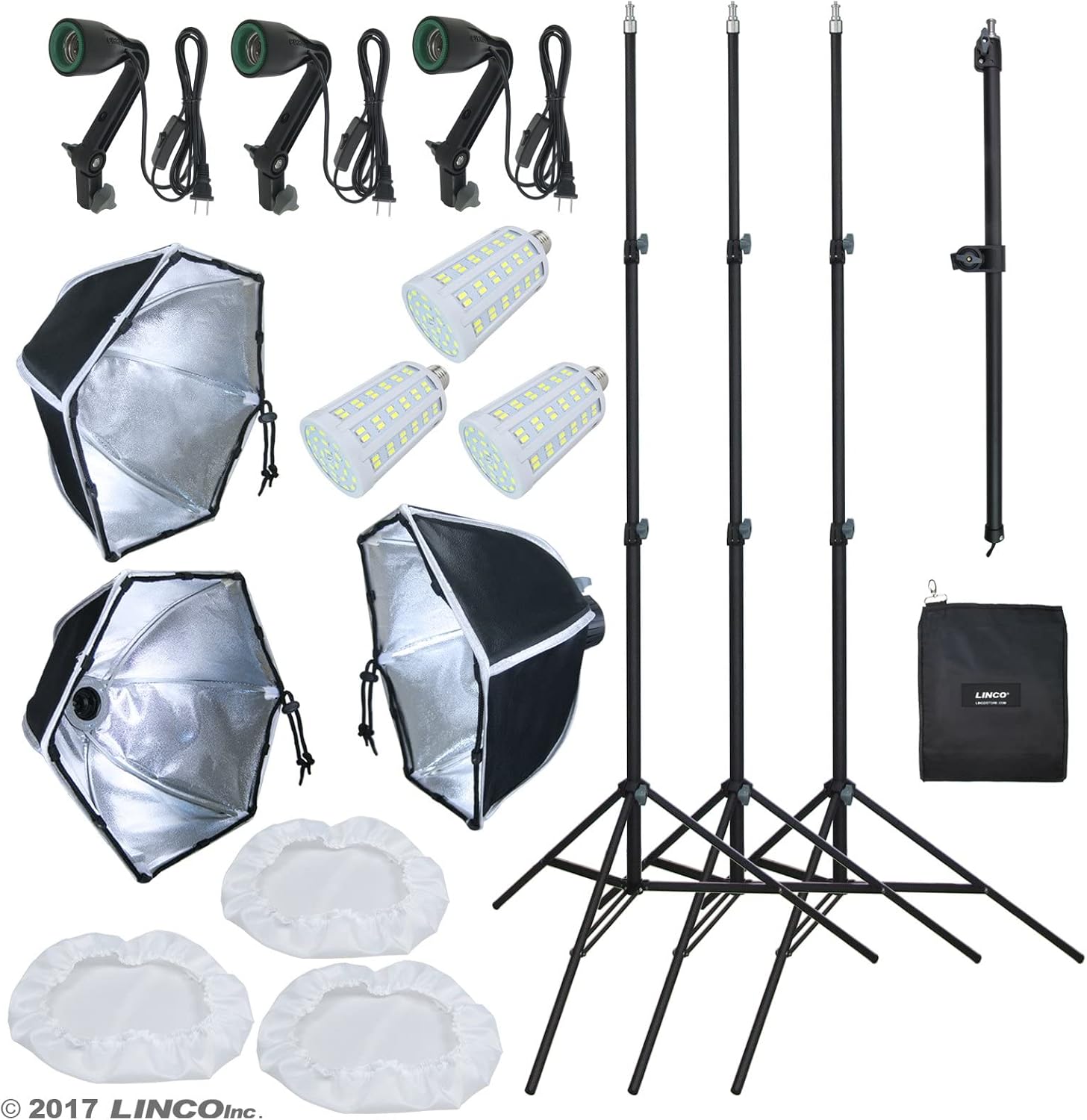 LINCO Lincostore Photography Photo Studio Lighting Kit with Boom Arm Counterweight Bag- 30 Seconds to Storage/Bright AM209