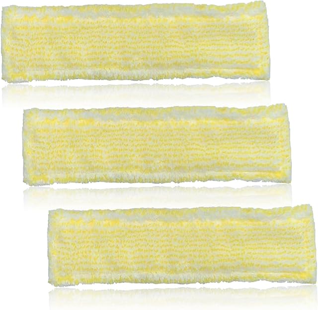 Puedno Microfibre Mop Pads Velcro, Mop Pads Replacement Compatible for Karcher WV2 WV5 Premium(Plus) Window Vacuum Cleaner Accessories (yellow & white)