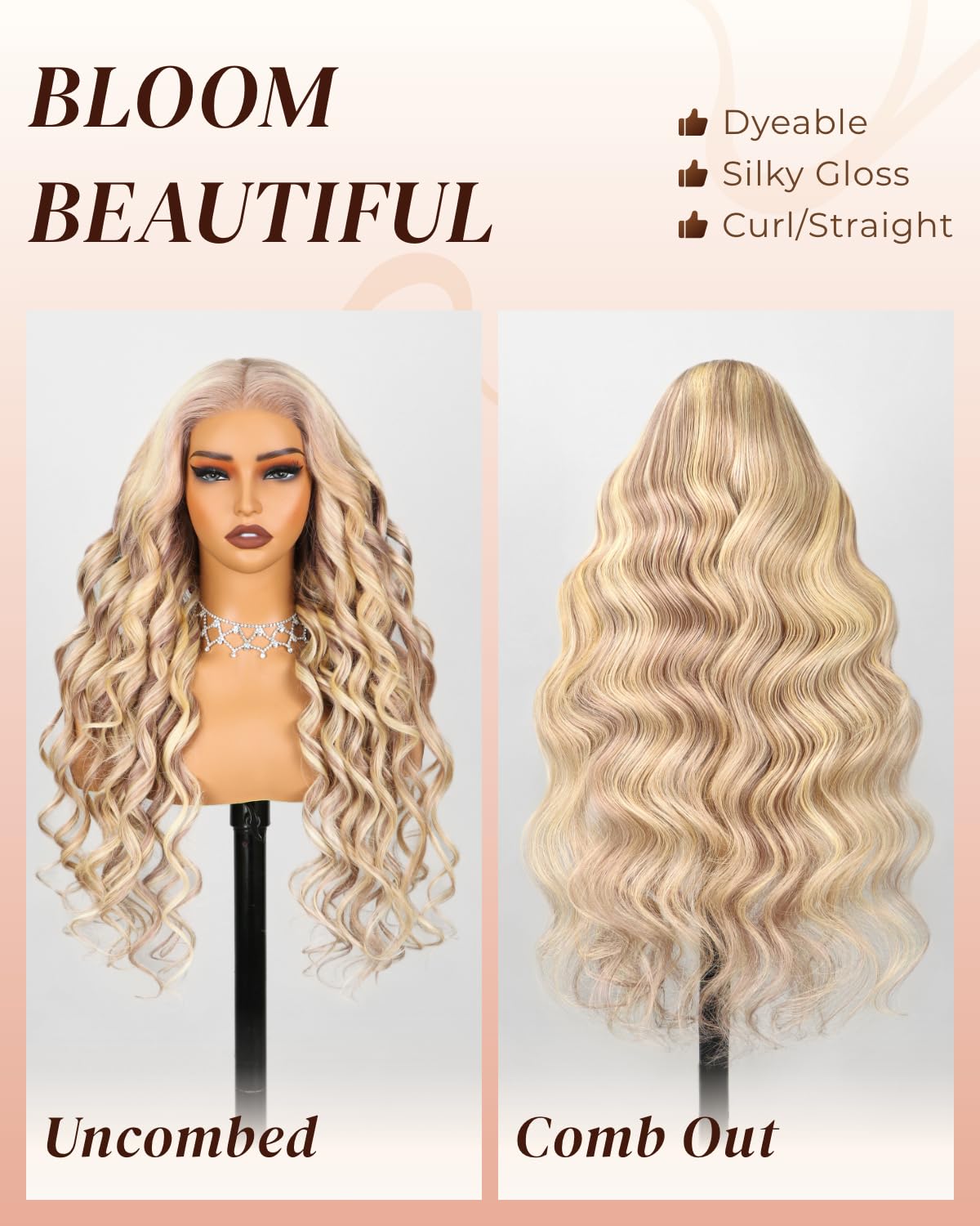 Arabella 10/613 Lace Front Wigs Human Hair 5x6 Ready to Go Glueless Wigs Human Hair 210% Density Highlight Loose Body Wave Wig Pre Cut Lace Pre Plucked Bleached Knots (20inch, 5X6 Loose Body Wave)