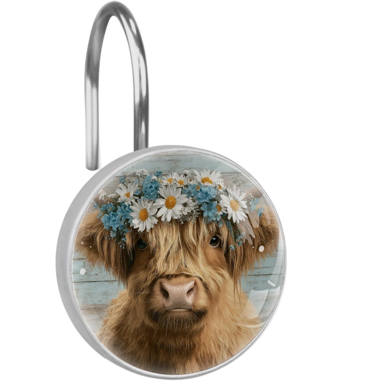VAPOKF Decorative Shower Curtain Hook: Farmhouse Highland Cattle Rustproof Stainless Steel Shower Curtain Ring for Bathroom - Shower Curtain Hook & Hangers - Set of 12