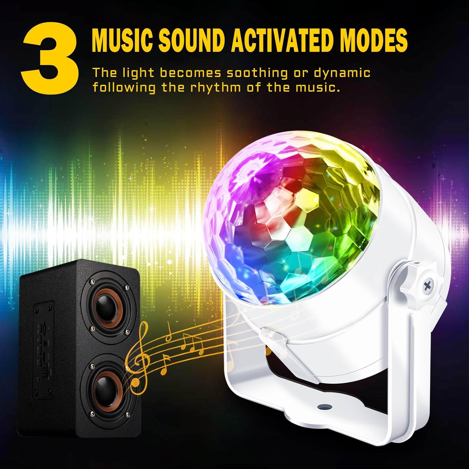 Apeocose 2-Pack Disco Ball Party Lights Sound Activated Remote, Strobe DJ Lights for Valentines Day Decorations Mardi Gras Birthday New Years 2026 White Elephant Gifts Home Dance Party Supplies White