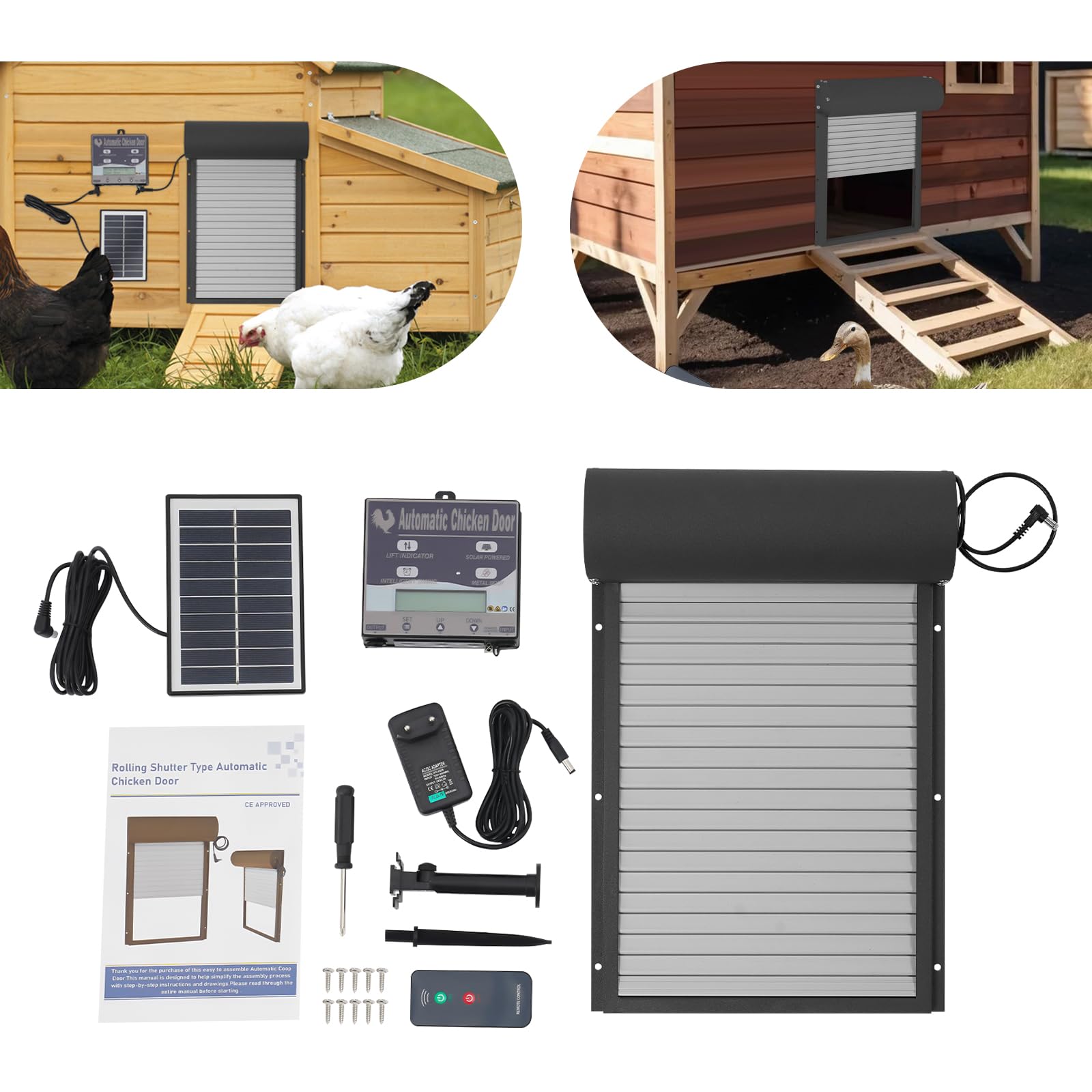 Hühnerklappe Automatisch Solar Batterie Groß Automatische Hühnerklappe Upgrade-Größe - Elektrische hühnertür mit Timer und Lichtsensor (Schwarz)