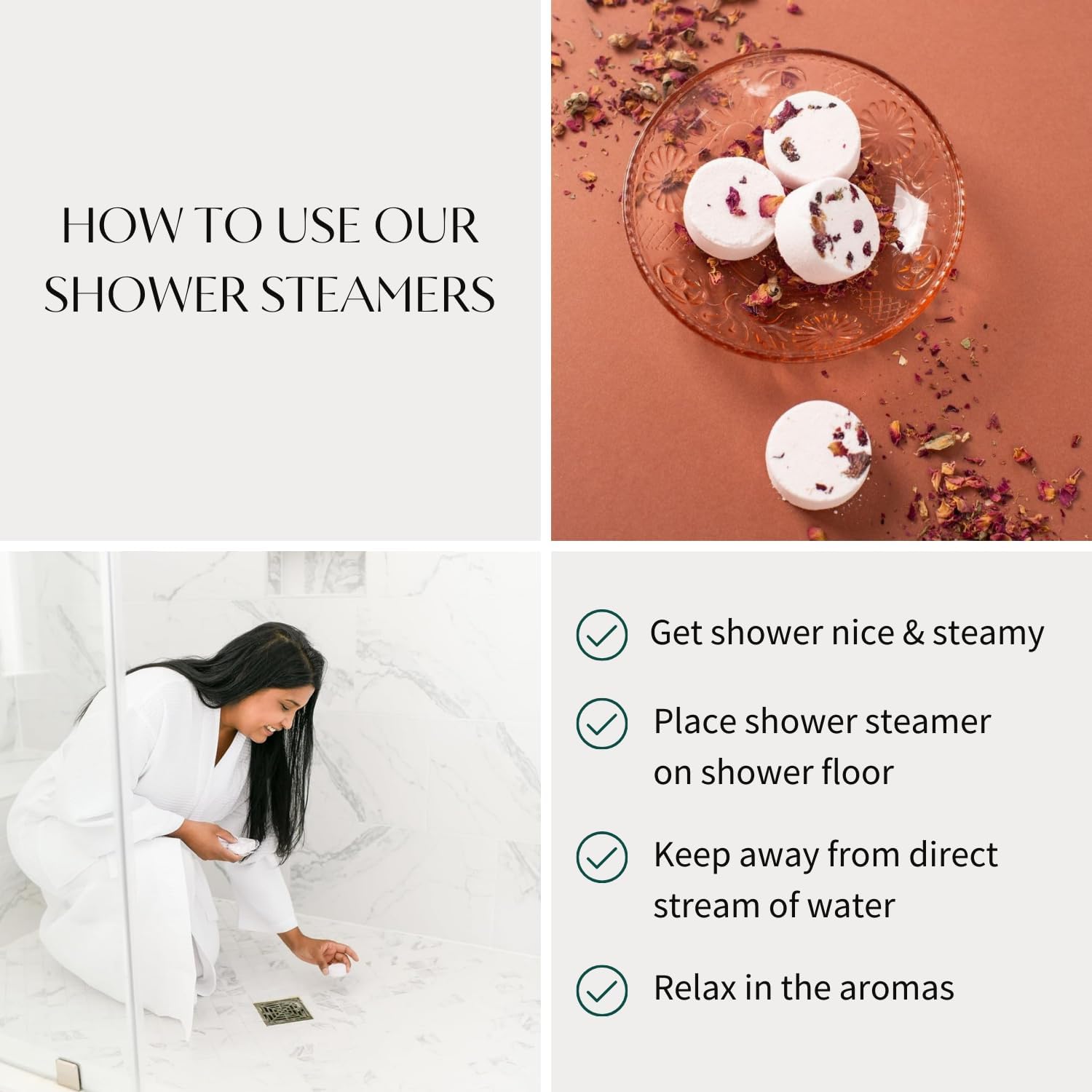 Thulisa Naturals Rose Shower Steamers Aromatherapy | Organic Shower Bombs with Essential Oils | Self Care Christmas Birthday & Spa Gifts for Women & Men | Stocking Stuffers | 4 Pack - Image 4