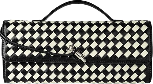 Miniatura 10 de Joryin Bolso tejido para mujer, bolso de mano de cuero tejido, bolso cruzado, bolso formal de noche, cuero vegano Cuero Tejido Negro,Cuero tejido