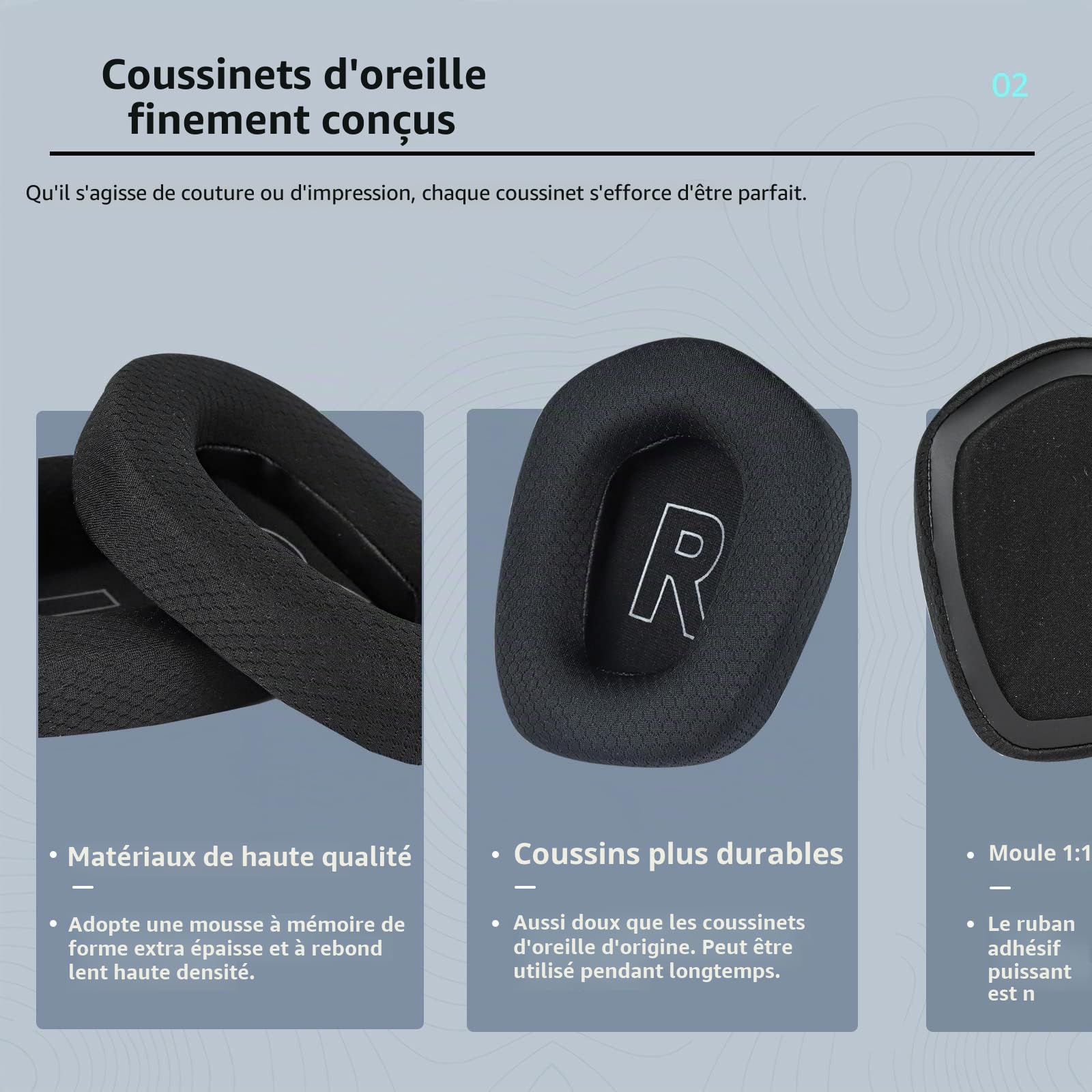 Logi Tech G733 G335 Coussinets Oreillettes Remplacement Gaming Noir