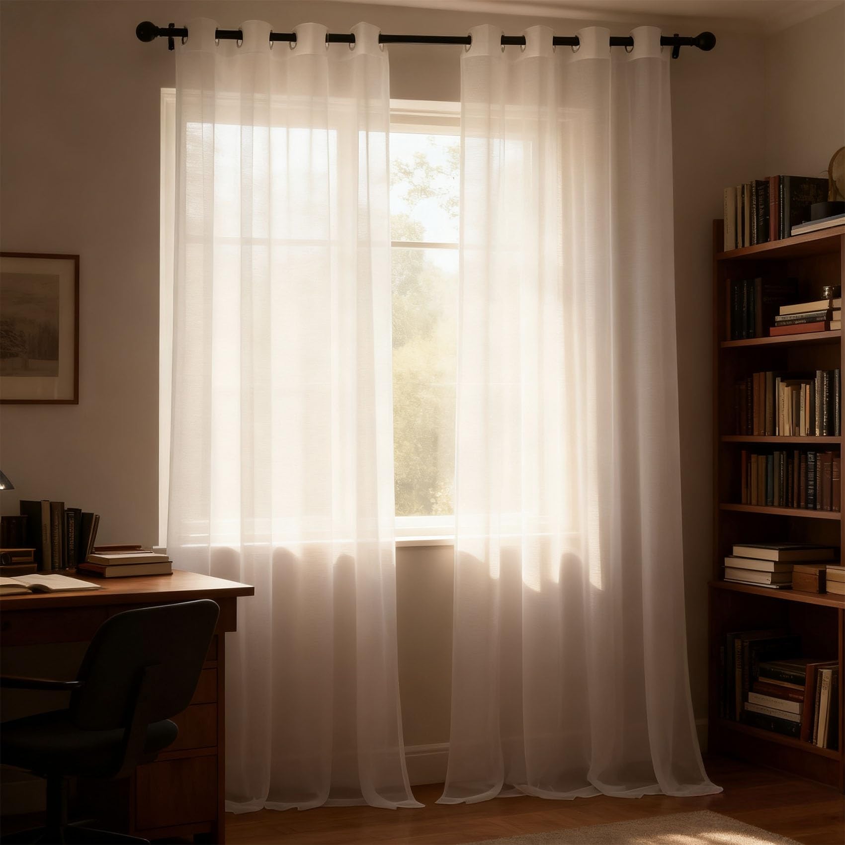 Rideaux voilages semi-transparent contre le vis-à-vis du salon