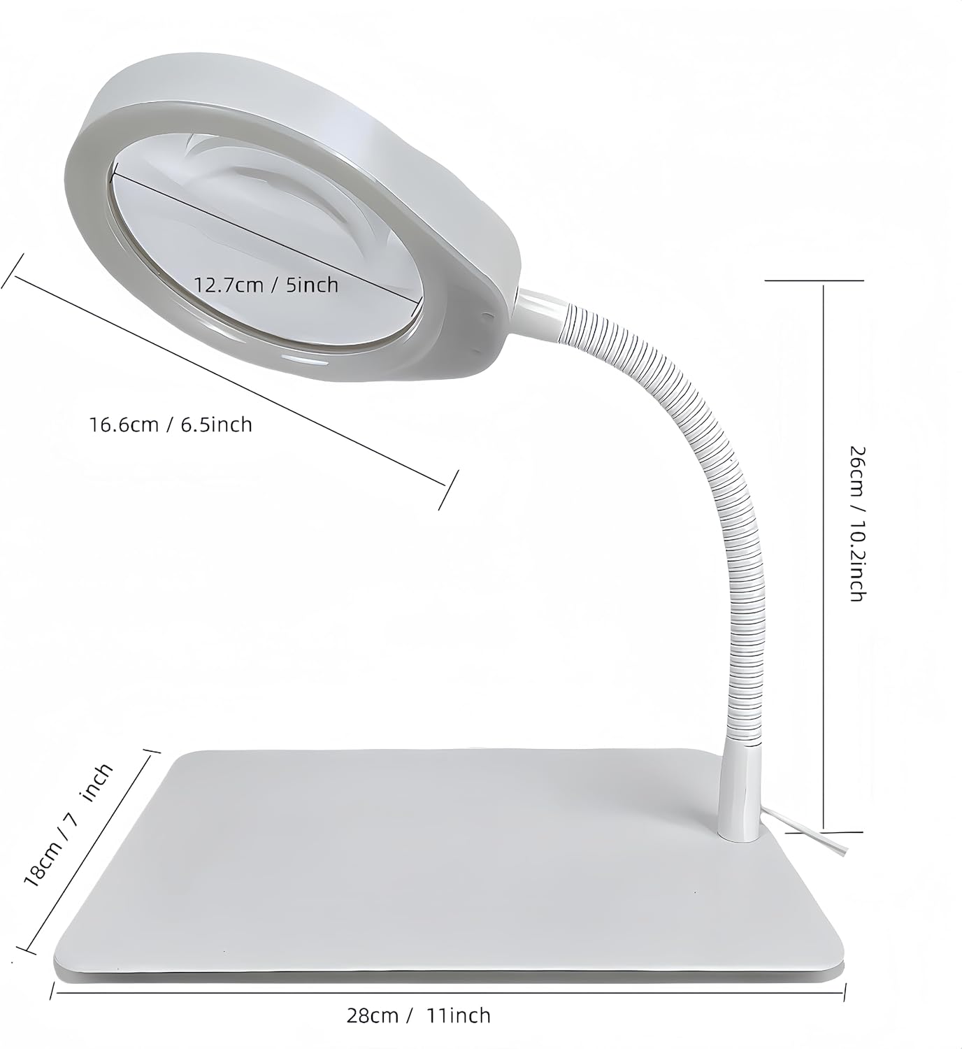 10X Magnifying Glass with Light and Stand,Dimmable Flexible Magnifying Craft Ligh, LED Lighted Magnifier Hands Free for Close Work Craft Reading Painting Hobby(White-04)