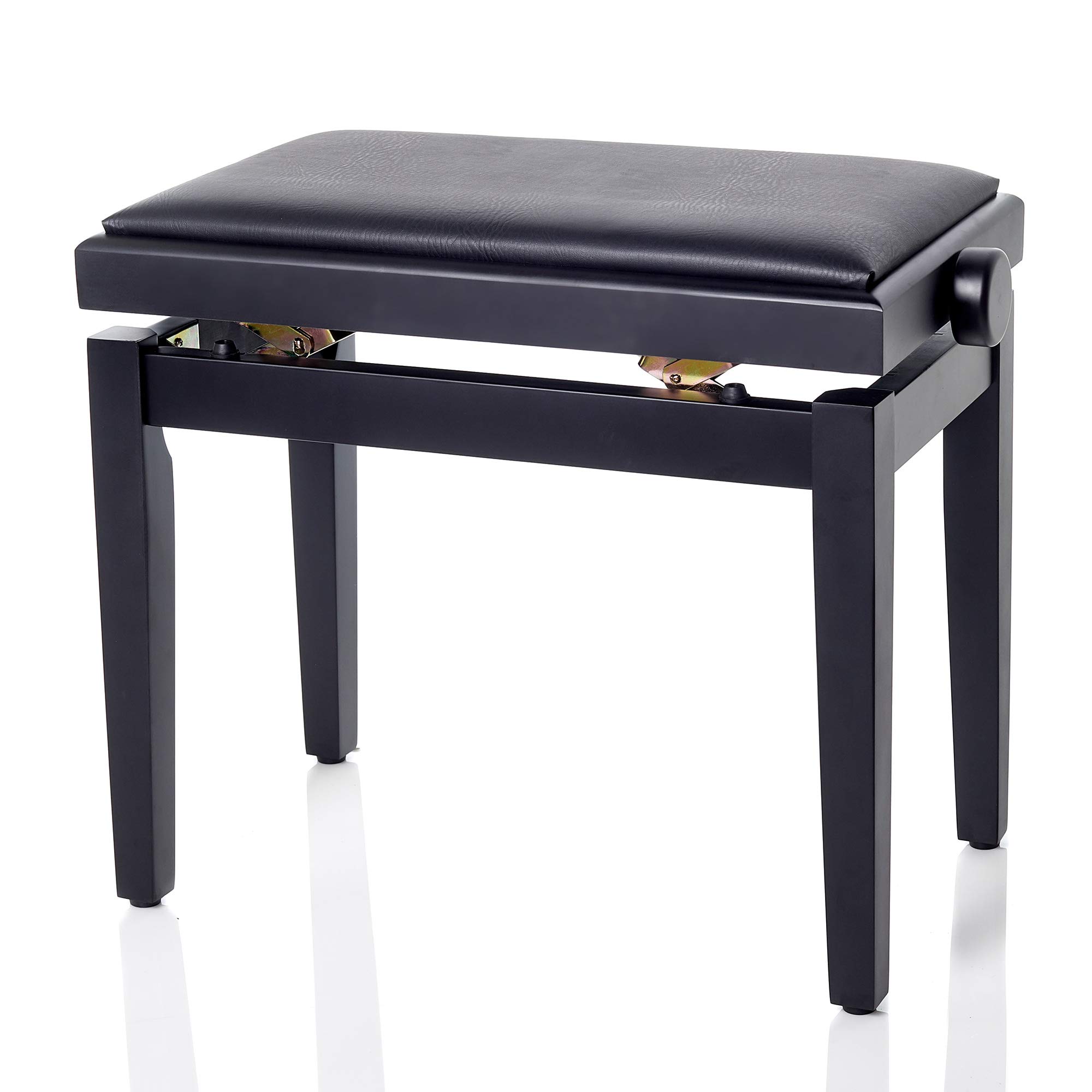Bespeco SG101BSSN Panchetta in Legno per Pianoforte con Struttura Nero Satinato e Seduta in Similpelle Nera