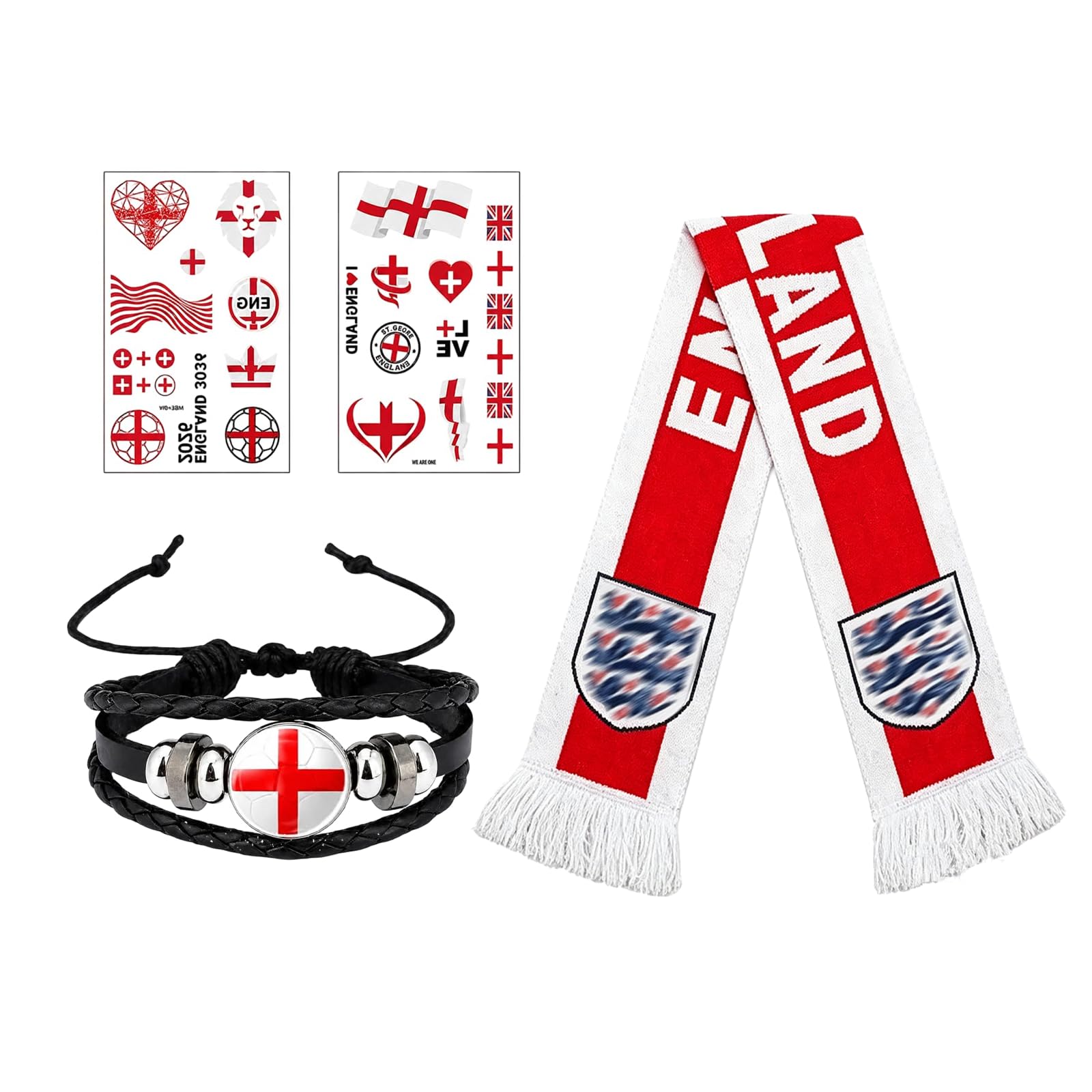 England Scarf, 4 Pack World Cup Decorations 2026, England World Cup 2026 Merchandise with 14x140cm Scarf