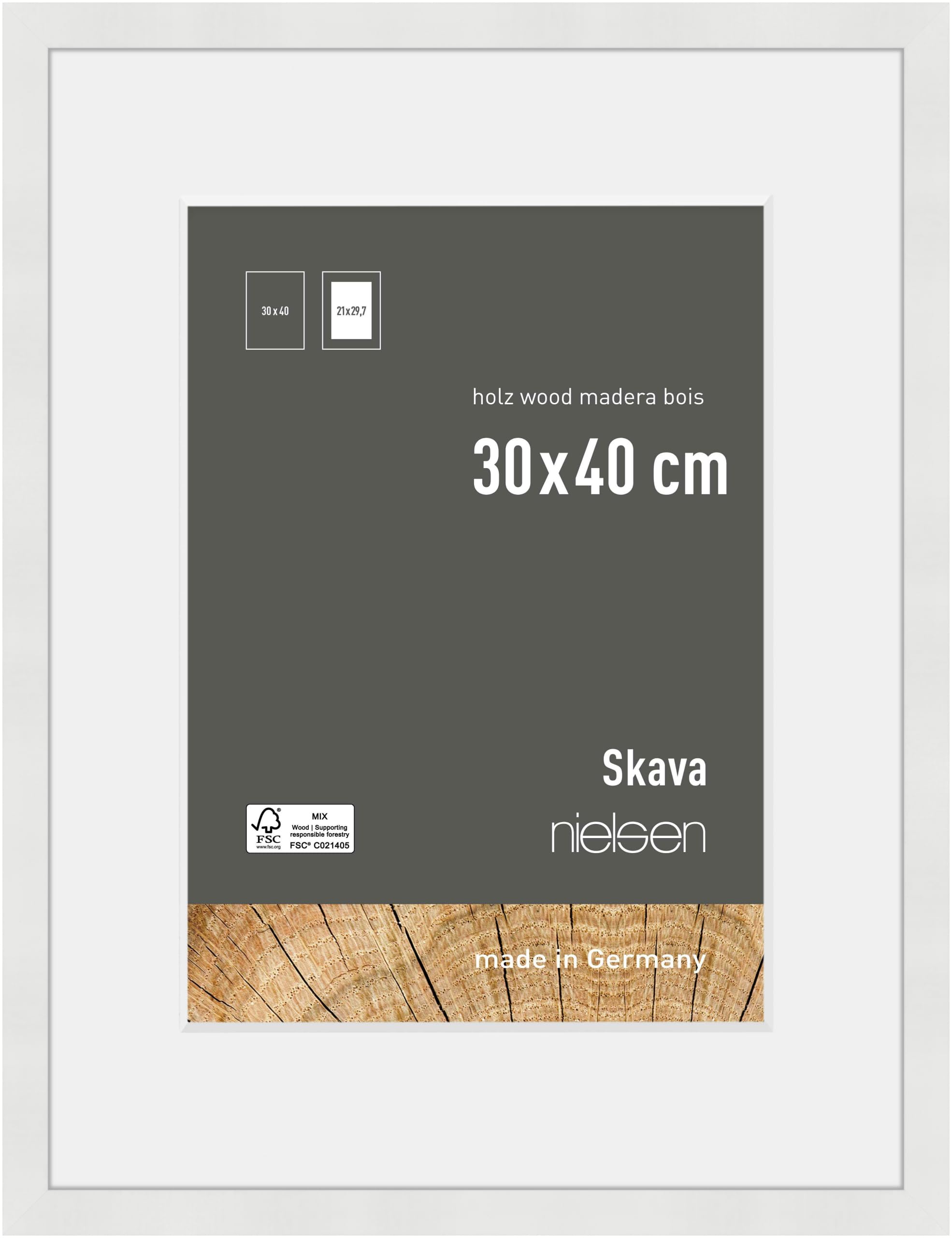 Nielsen  Skava Wooden Picture Frame With Mount White - 30x40 cm