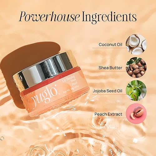 Miniatura 5 de YUGLO Máscara para dormir de labios | Sabor melocotón | Tratamiento labial hidratante y calmante para labios secos y agrietados | Rellena e hidrata