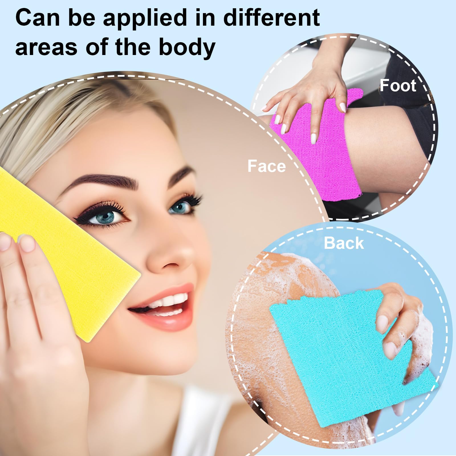 Paño exfoliante para la espalda, 4 unidades, toalla exfoliante de lufa, toalla japonesa, esponja de lufa, red de trapo, arandela de espalda