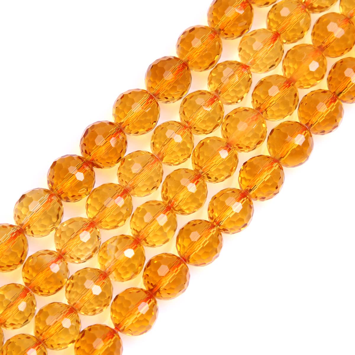 Gem-Inside 10mm Yellow Citrine Quartz Crystal Gemstone Faceted Spacer Beads for Jewelry Making Strand 15'' — image 1