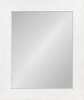 Kate and Laurel Garvey Wood Framed Wall Mirror, 36x30, Rustic White