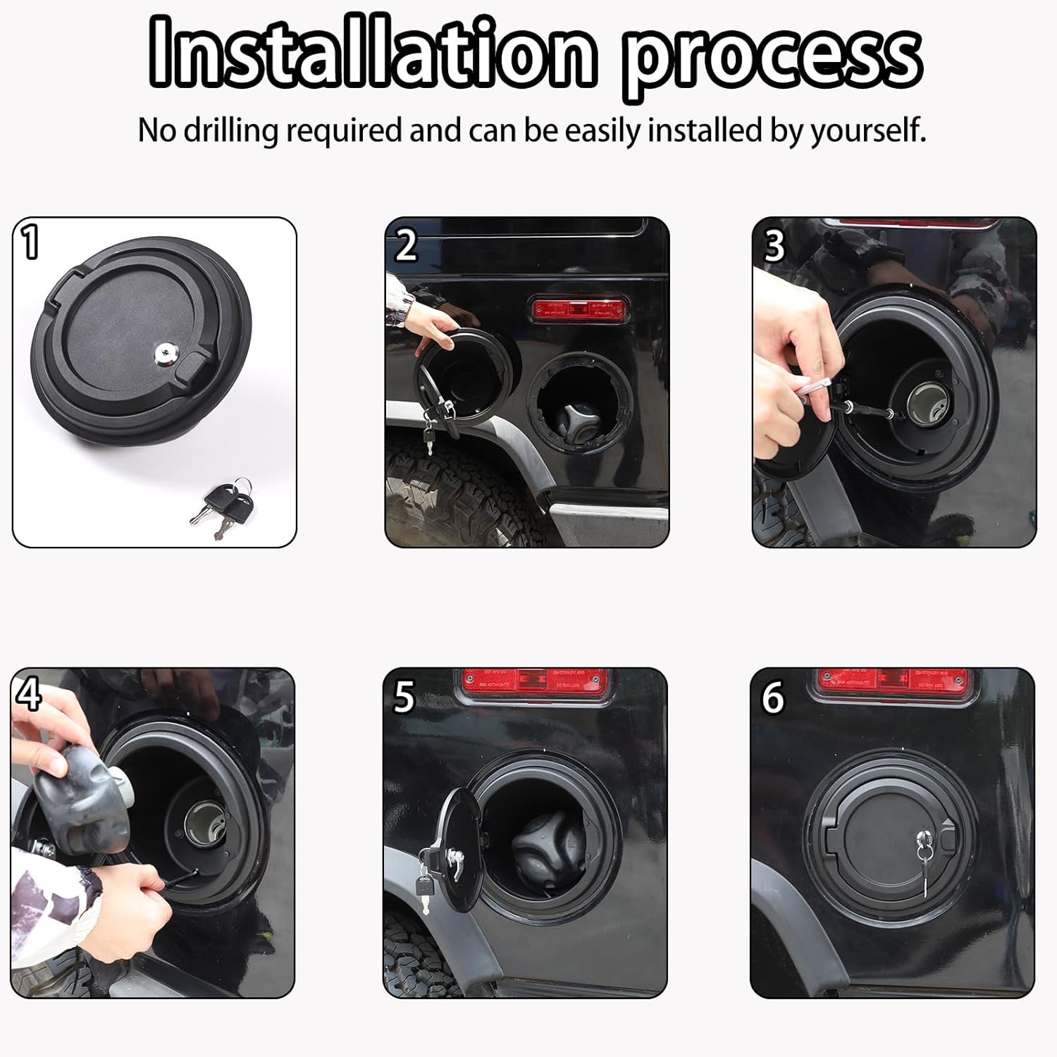 Locking Gas Tank Cap Cover Compatible with Hummer H2 2003-2009，Locking Gas Cap Cover, Fuel Tank Door with Lock，aluminum alloy Car Fuel Tank Gas Filler Cap Cover Accessories (Style A)