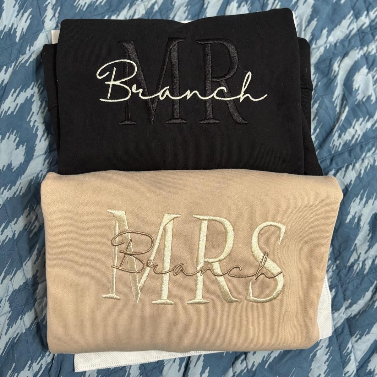 COUPLEHOODIES Custom Embroidered Mr and Mrs Sweatshirts – Matching Gift With Name Wedding Date for Anniversary Valentines Day - Image 6