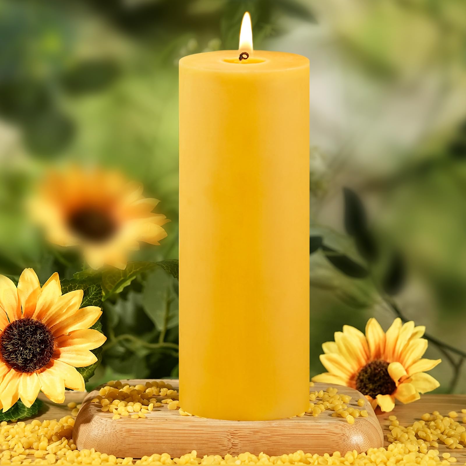 Świece filarowe z wosku pszczelego 7 x 20 cm - 1 szt., długie palenie 145 h, awaryjne świece z wosku pszczelego, nietoksyczne naturalne świece woskowe do domu
