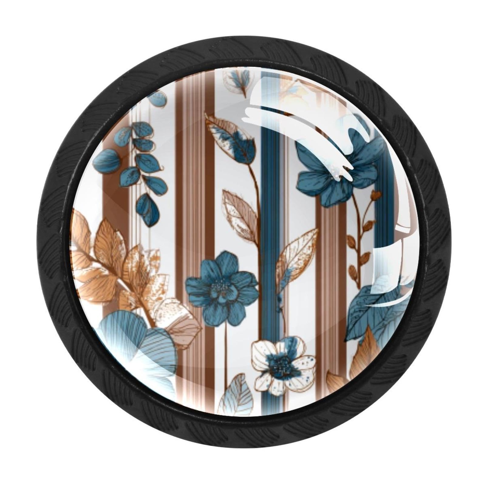 CHENZZZZ 4 PCS Abstract Flowers Leaves (3) Crystal Glass Cabinet Knob Drawer Pull Handle for Kitchen Cupboard Dresser Wardrobe etc