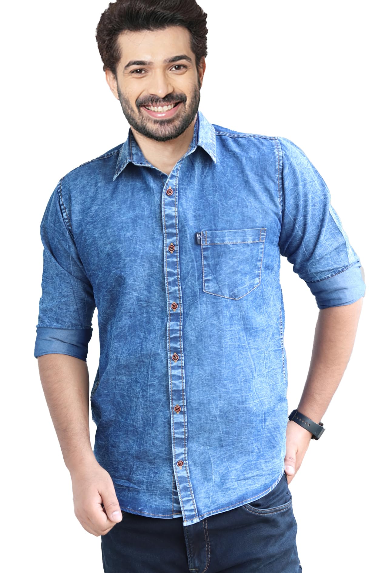Devils FashionWashed Fullsleeves Denim Shirt for Men