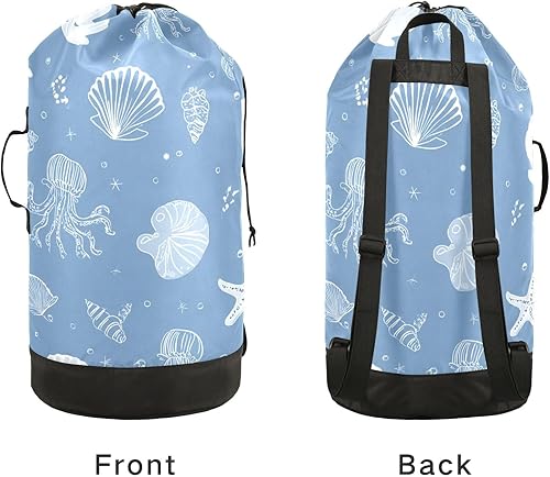 Vista 60 de Mochila de lavandería con correas ajustables para el hombro, bolsa de lavandería sucia para viajes, campamento, universidad, resistente, Rosa floral