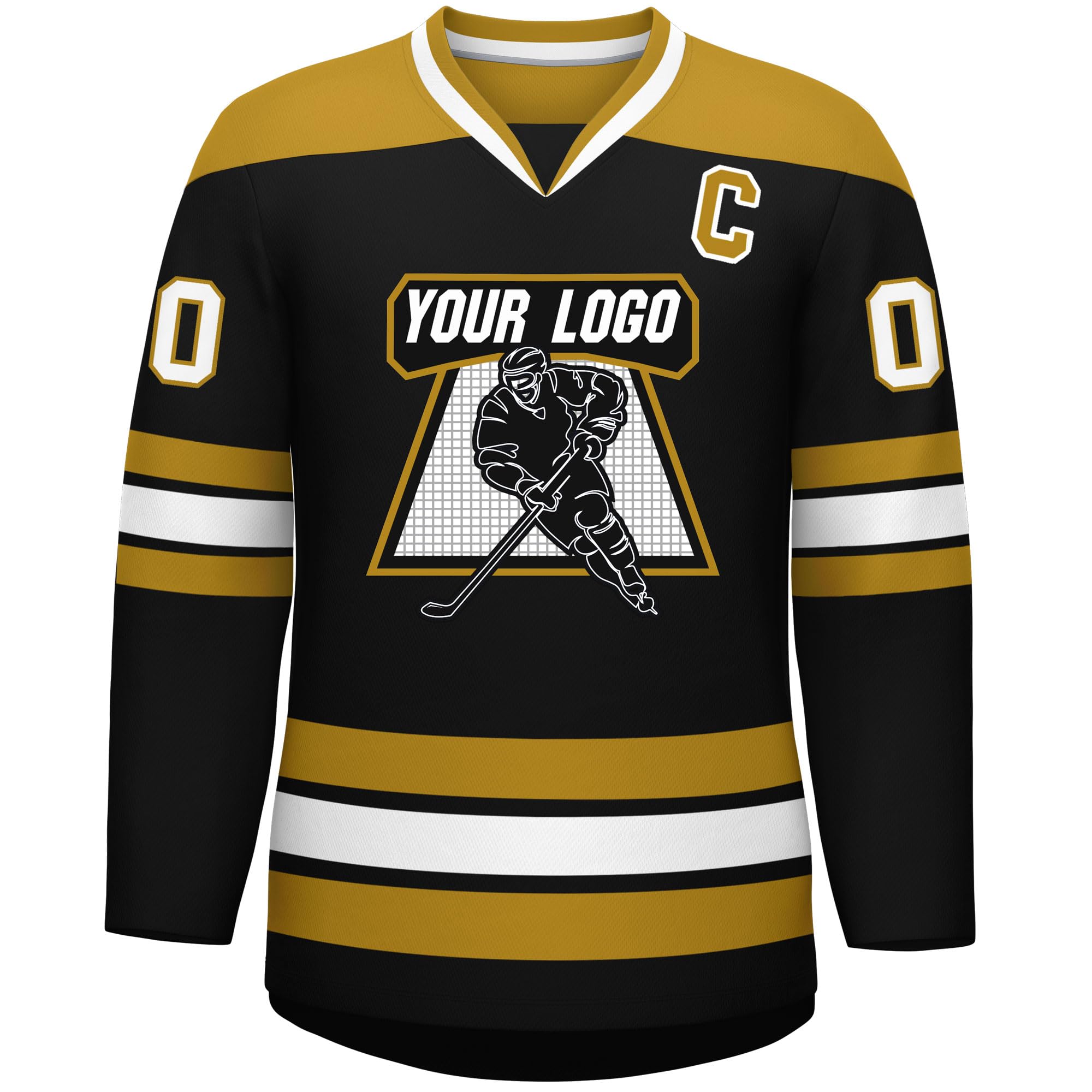 Custom Hockey Jersey Stitched or Printed Name Number V-Neck Athletic Jersey