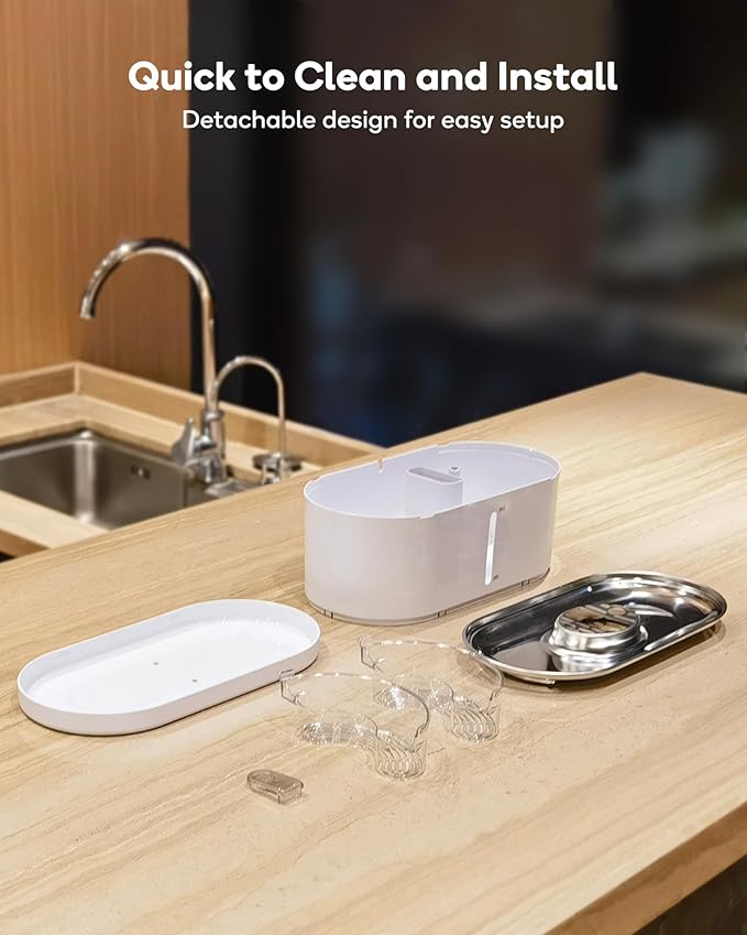 Fuente de Agua para Gatos Inalámbrica, 3.2L, Acero Inoxidable Blanco miniatura 8