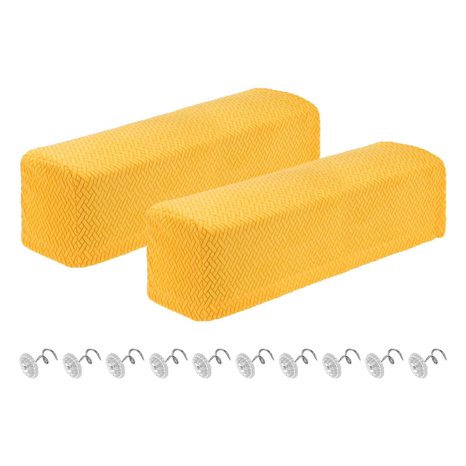 sourcing map 2Pcs Couch Arm Covers, Stretch Sofa Armrest Cover with Twist Pins Scratch-Resistant Sofa Arm Protectors for Chairs Sofas Couch Armchair (27.5"- 29.5" Length, Lemon Yellow) — image 1
