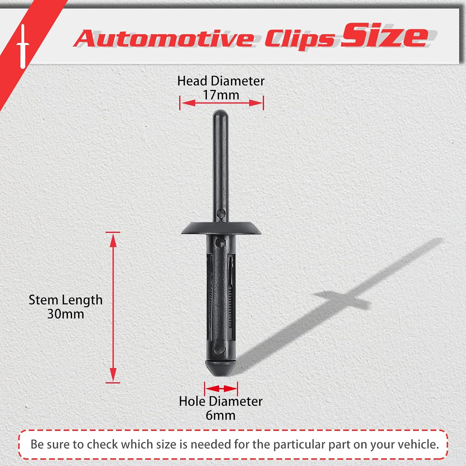 OTUAYAUTO 100PCS Plastic Rivet Clip, Replacement for Jeep Wrangler 07-23, Chrysler 300 99-10, Dodge Avenger 08-14, Nylon Fastener Replace OEM:10184895 6506007AA 6501559 N803862-S