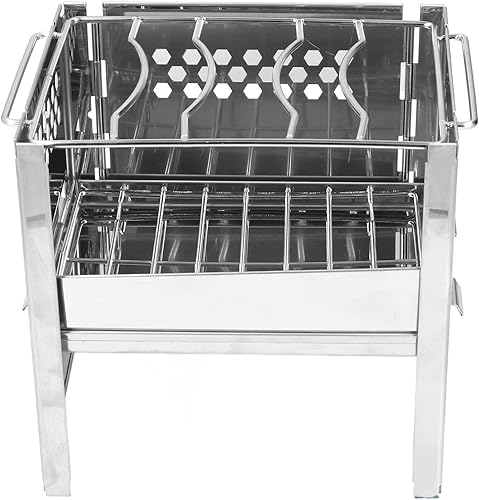 Estufas de campamento de leña, estufa plegable de acero inoxidable para mochileros, cocina de barbacoa para picnic barbacoa, olla potable al aire