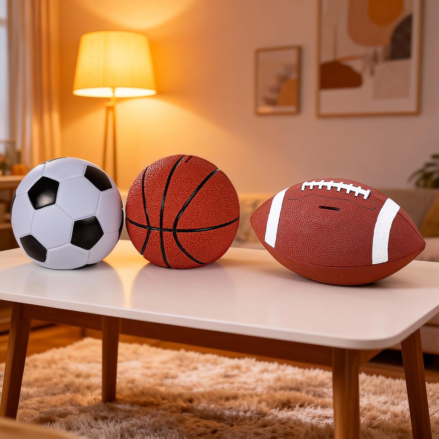 Football Piggy Bank for Kids, Unbreakable Money Bank, Large Capacity Sports Coin Bank Savings Box, Educational Toy & Gift for Boys Girls Age 5-13