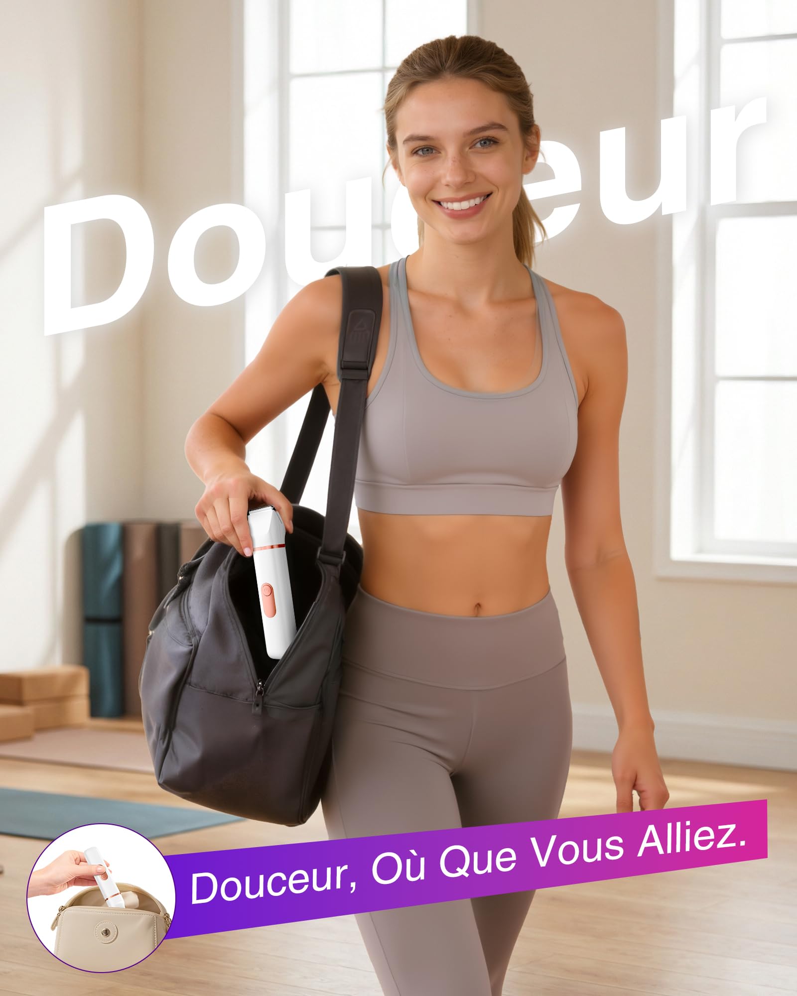 Rasoir Electrique Femme, Tondeuse Intime Intime: 3 en 1 Tondeuse Humide/Sèche, Portable et Sans Fil, pour Maillot/Visage/Aisselles/Jambes/Bras, Indolore et Sans Irritation, Cadeau Parfait pour Femme