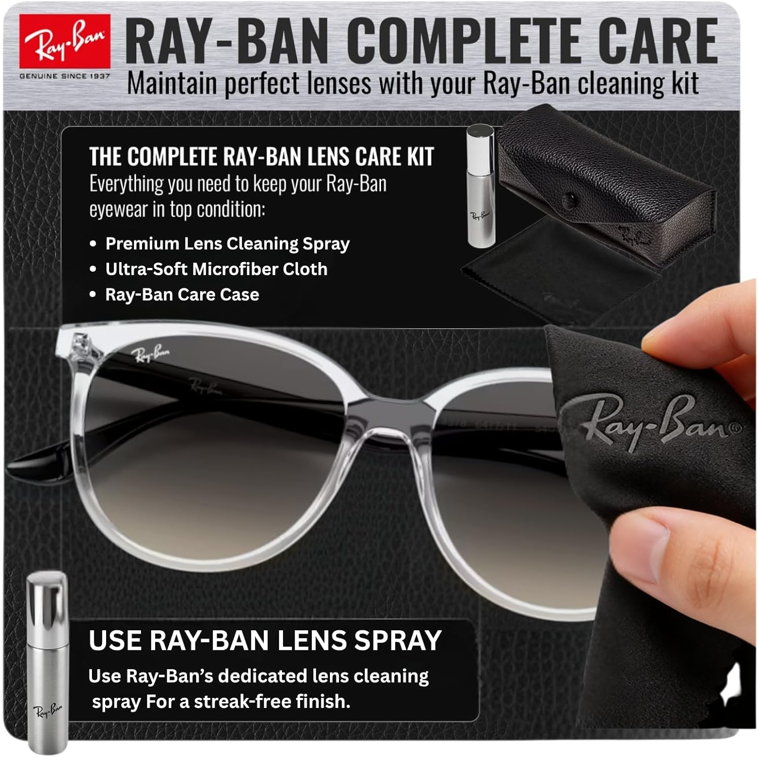 Ray-Ban RB4378 Square Shaped Sunglasses for Men & Women with Official RAYBAN Eyewear Kit