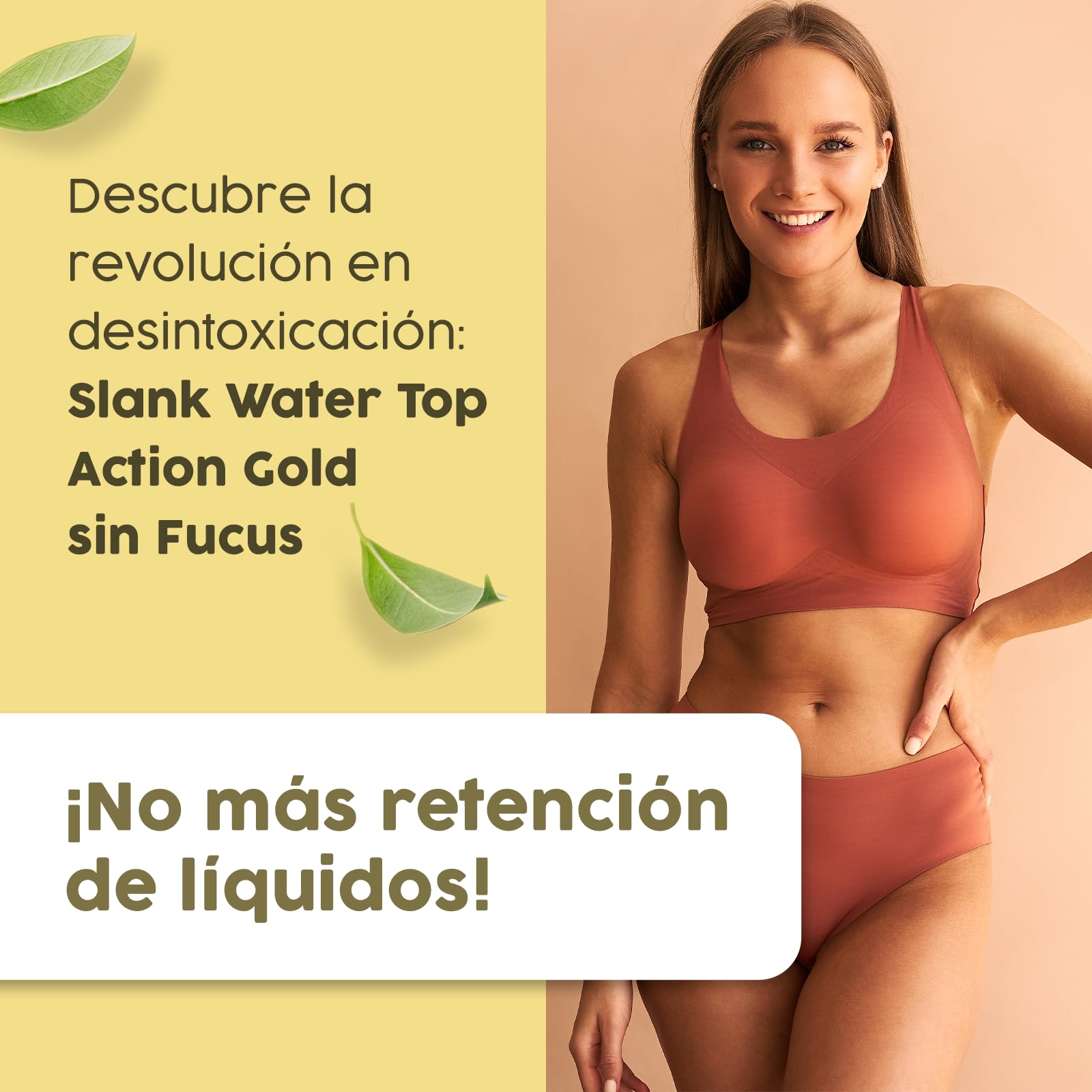 Espadiet Slank water Top Action Gold Sin Fucus - Minerales, Vitaminas, Polyporus Umbellatus y Cactinea – Drenante y Activador Linfático – Eliminación de Líquido y Toxinas – Botella con 500ml