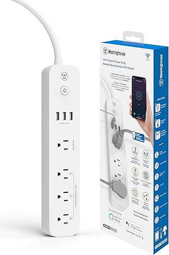 Westinghouse 94012 Sure Series Wi-Fi Power Strip Smart Tomacorrientes inteligentes, color blanco