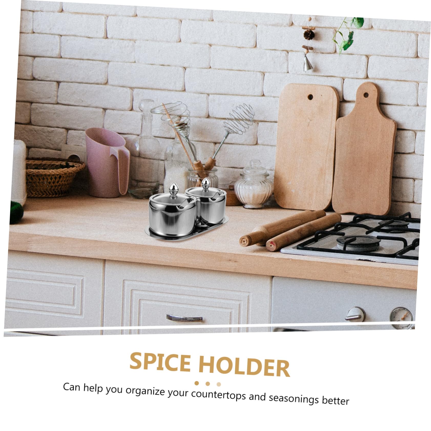 LABRIMP Contenitore per Spezie Coperchio in Vetro in Acciaio Inossidabile Set 1 Design Multifunzionale Vassoio Organizzato per Organizzare Piano Cucina