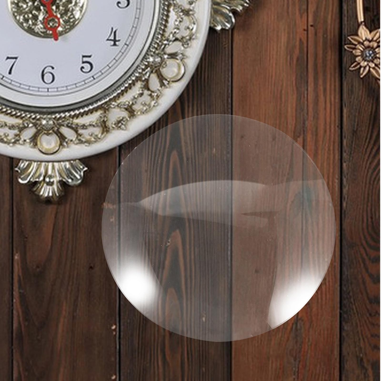 Sosoport Runde Uhr Frontglasabdeckung aus Glas 23,8cm Durchmesser Konvexe Runde Glasplatte mit Einfacher Montage für Selbstgemacht Uhr Reparatur und Heimdekoration