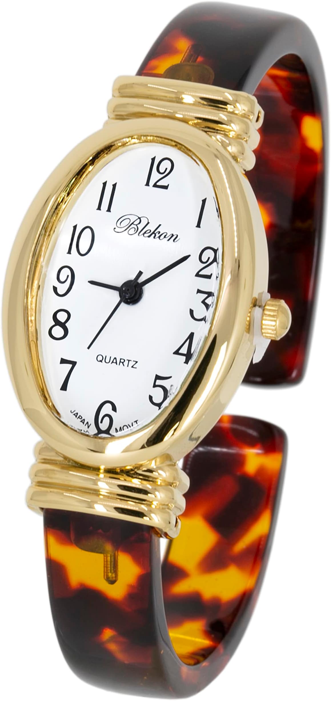 Collections Women's Round, Oval, Rectangle Case Shapes Acrylic Tortoise Shell Color Design Cuff Bangle Watch