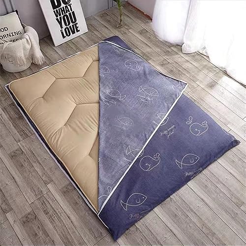 Funda de futón japonés, funda 100% algodón para colchón tradicional de futón Shikibuton, algodón lavable (ballena, Queen (59 x 79 pulgadas)