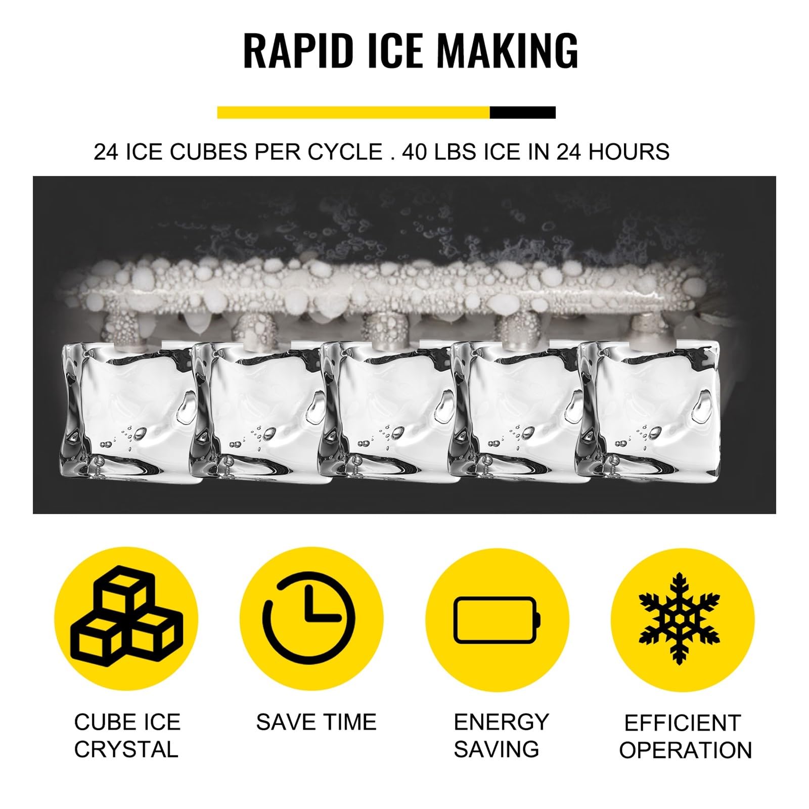 Máquina de Hielo eléctrica de 18 KG por 24 Horas, llenado de Agua Manual automático, máquina portátil for Hacer Hielo en Cubos for Bar en casa