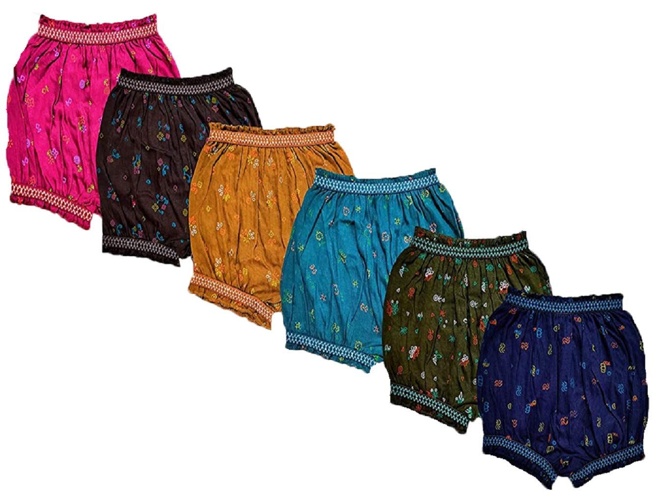 little PANDAGirls Super Soft Bloomer | Baby Girls 100% Pure Cotton Innerwear | Breathable & Super Soft Brief Underwear, Multicolor, Pack of 6