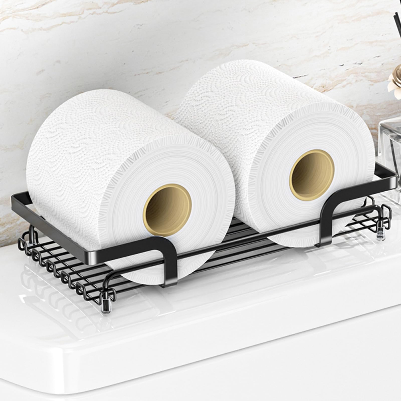 Spülbecken Organizer Wand, Schwammhalter Spülbecken Korb, Kleine Metall Arbeitsplatte Spülbecken Organizer für Aufbewahrung Spülmittel Schwämmen Bürste, Drill-Free Shower Caddy mit Haken, Schwarz