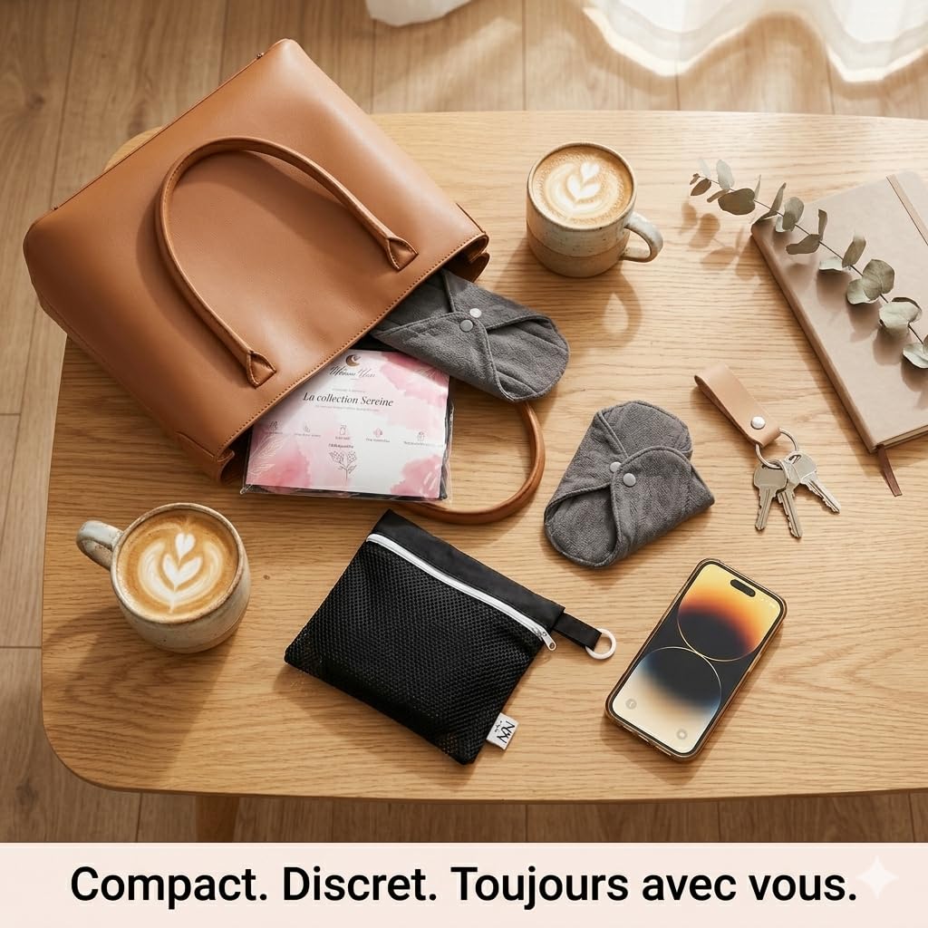 Générique kit Complet Serviettes hygiéniques Lavable/réutilisables en Fibre de Bambou+Culotte+Sac imperméable et Filet de Lavage Inclus