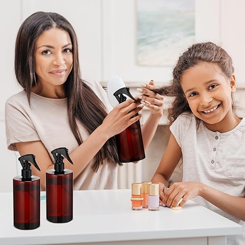 Miniatura 5 de Hsei 20 botellas de spray ámbar de 16 onzas, botellas vacías de plástico recargables con pulverizadores de gatillo, recipiente de agua en aerosol