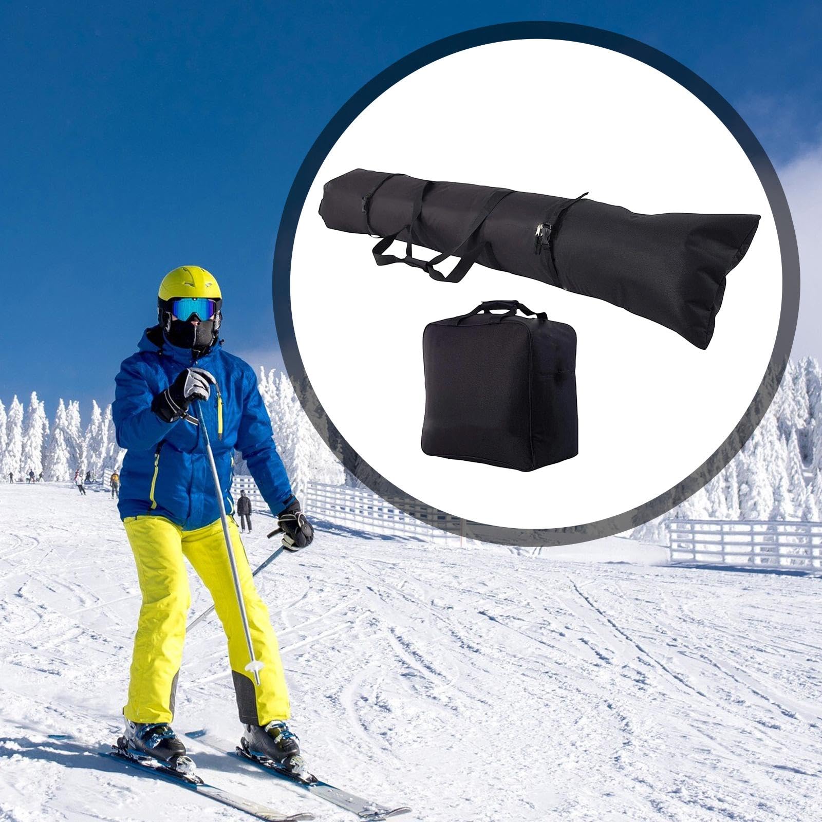 Housse de Ski et Snowboard 200cm (79 inch) avec Sac à Chaussures - Ensemble de Transport en Tissu Oxford pour Sports d'hiver