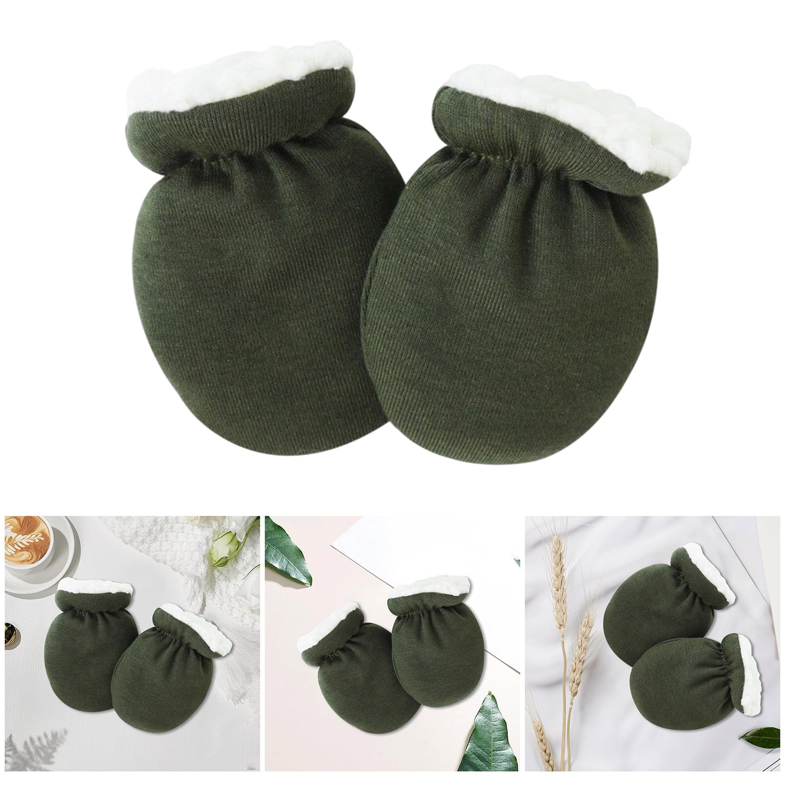 jiahesuw Baby Mittens, Soft & Comfortable Lamb Wool Gloves Solid Color Mitts for 0 to 12 Months Infants