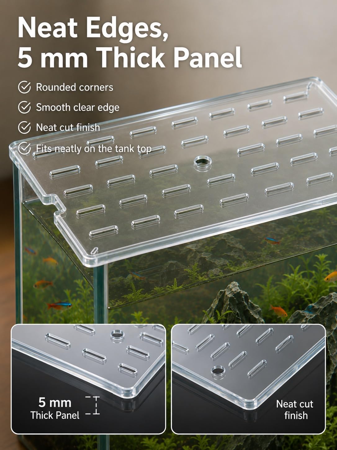 Generico Coperchio Acquario 5 mm Acrilico, lastra Trasparente per Pesci e Tartarughe(40x70cm)