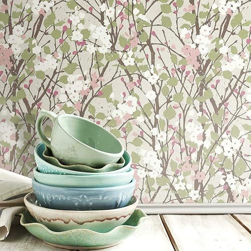 RoomMates RMK11424RL Papel tapiz para despegar y pegar con ramas de sauce rosa